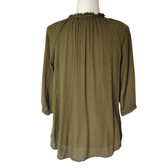 a.n.a Women's Ruffle Front Pirate Blouse Medium Rich Avocado - Picture 5 of 15
